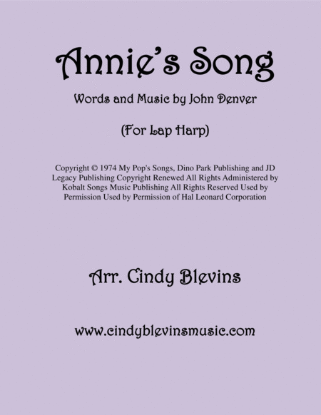 Free Sheet Music Annies Song Arranged For Lap Harp