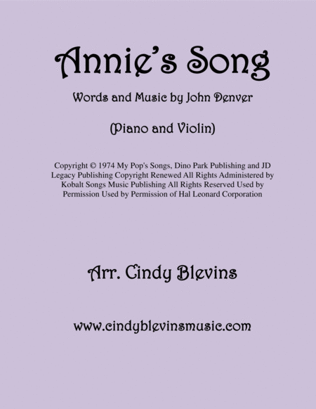 Free Sheet Music Annies Song Arranged For Piano And Violin