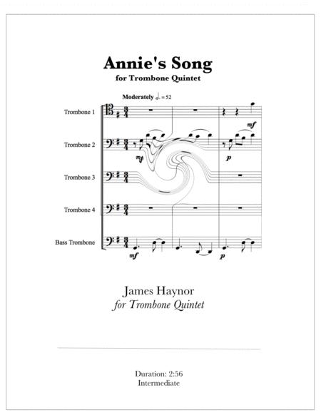 Annies Song For Trombone Quintet Sheet Music