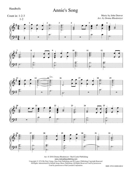 Annies Song Handbells Sheet Music