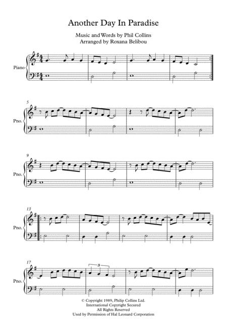 Free Sheet Music Another Day In Paradise E Minor By Phil Collins Easy Piano