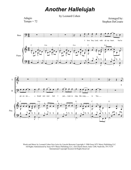 Free Sheet Music Another Hallelujah For 2 Part Choir Tb