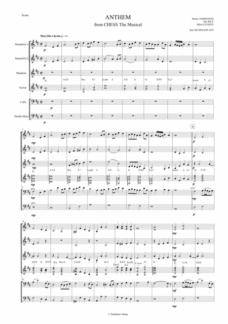 Anthem From The Musical Chess Sheet Music