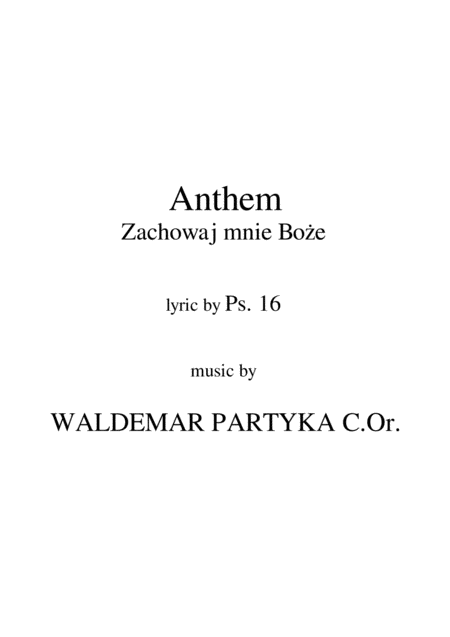 Free Sheet Music Anthem Zachowaj Mnie Bo E