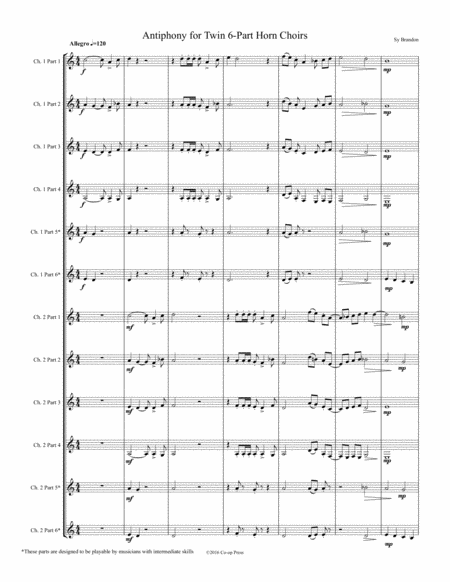 Free Sheet Music Antiphony For 8 12 Part Horn Choir