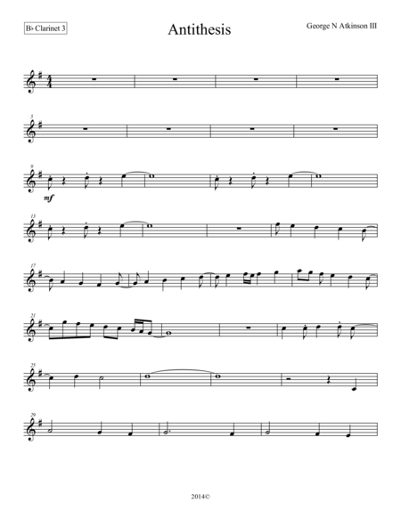 Antithesis Bb Clarinet 3 Sheet Music