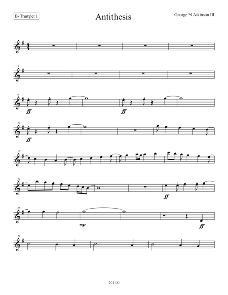 Free Sheet Music Antithesis Bb Trumpet 1