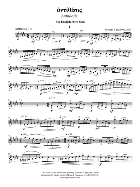 Free Sheet Music Antithesis For Solo English Horn