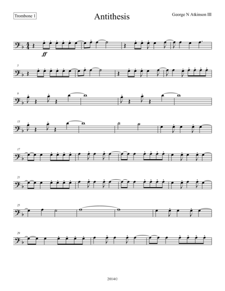 Free Sheet Music Antithesis Trombone 1