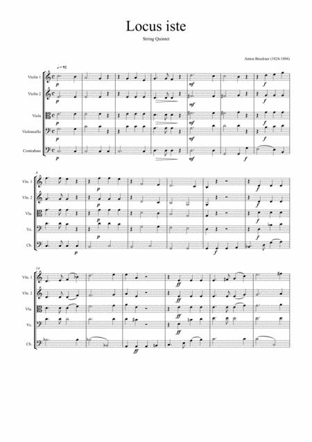 Free Sheet Music Anton Brucker Locus Iste String Quintet