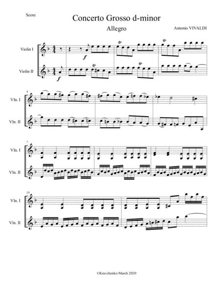 Antonio Vivaldi Concerto Grosso In D Minor Rv 565 3rd Mvt Arr For Violin Duo Score And Parts Sheet Music