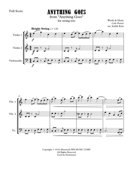 Free Sheet Music Anything Goes For String Trio