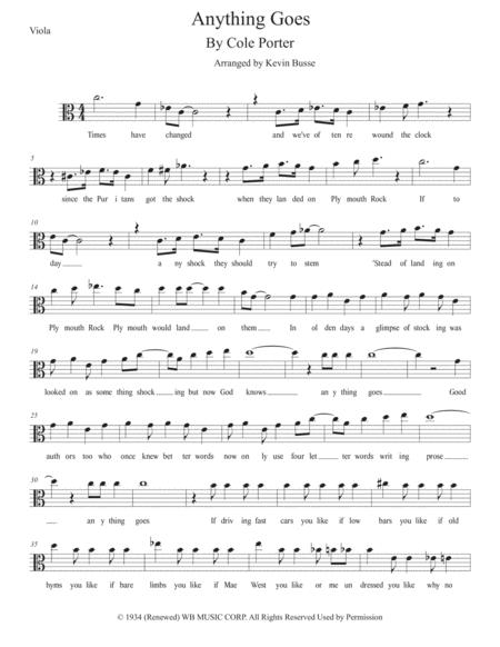 Anything Goes Original Key Viola Sheet Music