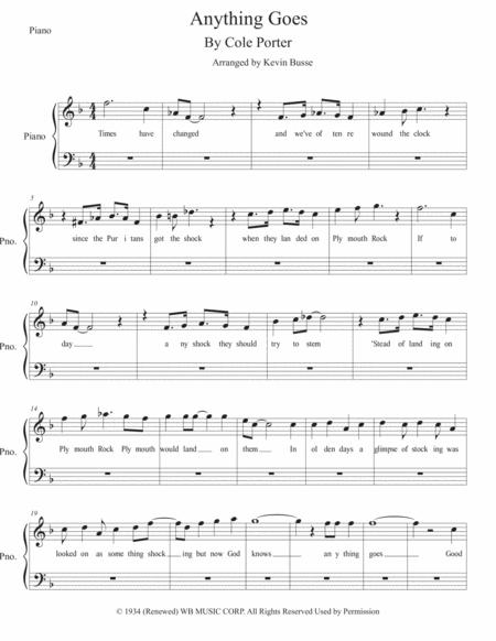 Anything Goes W Lyrics Piano Sheet Music