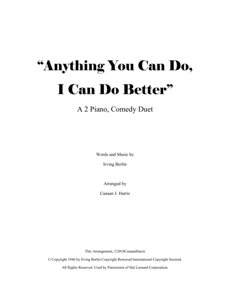 Anything You Can Do I Can Do Better A 2 Piano Comedy Duet Sheet Music