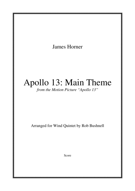 Apollo 13 Main Theme James Horner Wind Quintet Sheet Music