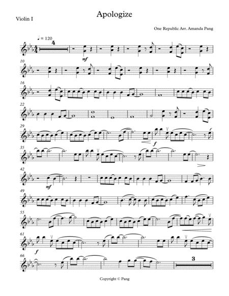 Free Sheet Music Apologize Original Version