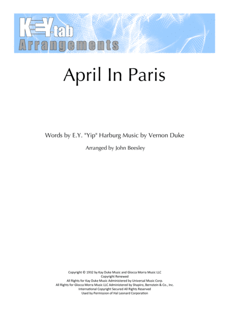 April In Paris Sheet Music