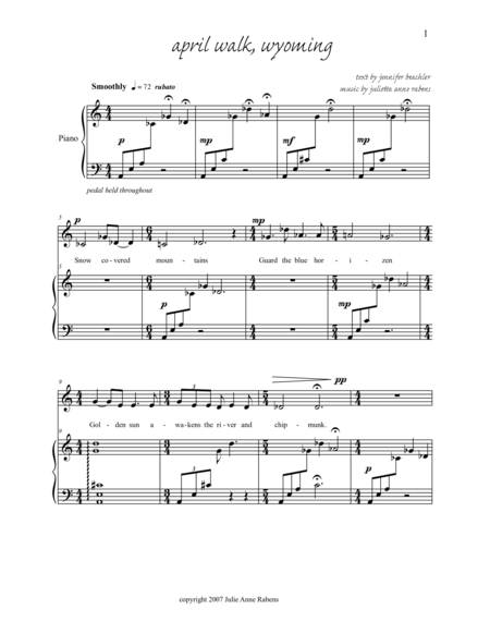 April Walk Wyoming For Mezzo Soprano And Piano Sheet Music