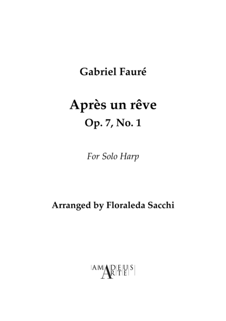 Aprs Un Rve Op 7 No 1 For Harp Sheet Music