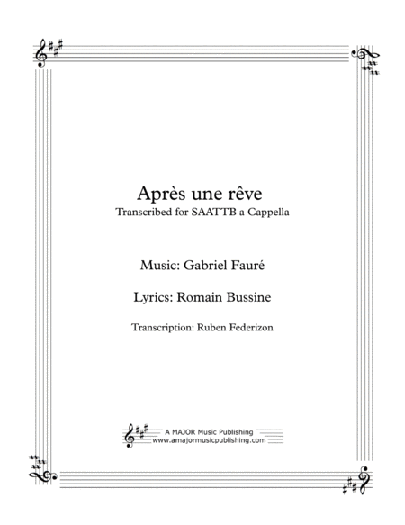 Free Sheet Music Aprs Une Rve After A Dream