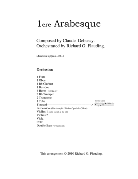 Arabesque 1 Orchestra Sheet Music