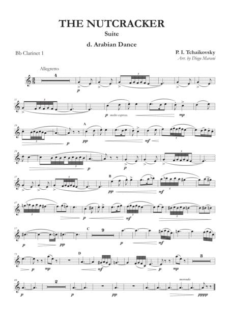 Free Sheet Music Arabian Dance From Nutcracker Suite For Clarinet Quartet