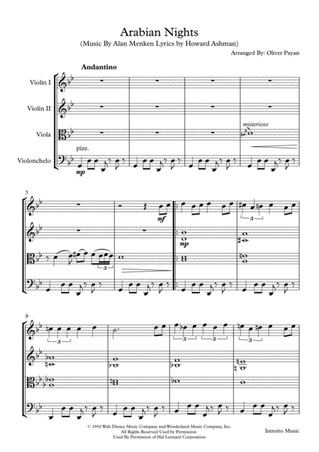 Free Sheet Music Arabian Nights