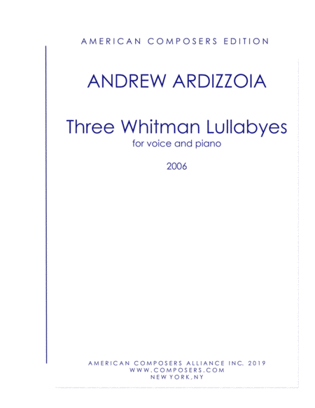 Ardizzoia Three Whitman Lullabyes Sheet Music