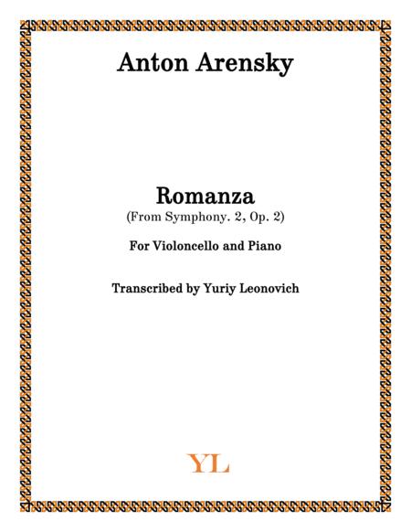 Arensky Romanza From Symphony No 2 Transcribed For Cello And Piano Sheet Music