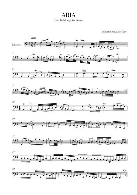 Aria From Goldberg Variations Bwv 988 For Bassoon Sheet Music