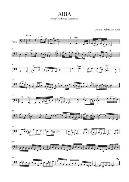 Aria From Goldberg Variations Bwv 988 For Tuba Sheet Music