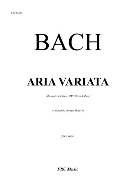 Aria Variata Alla Maniera Italiana Bwv 989 In A Minor As Played By Vkingur Lafsson Sheet Music