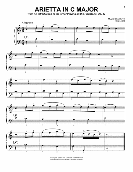 Arietta In C Major Sheet Music