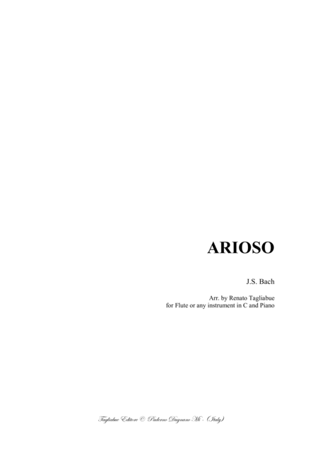 Arioso Bwv 156 Arr For Flute Or Any Instrument In C And Piano Sheet Music