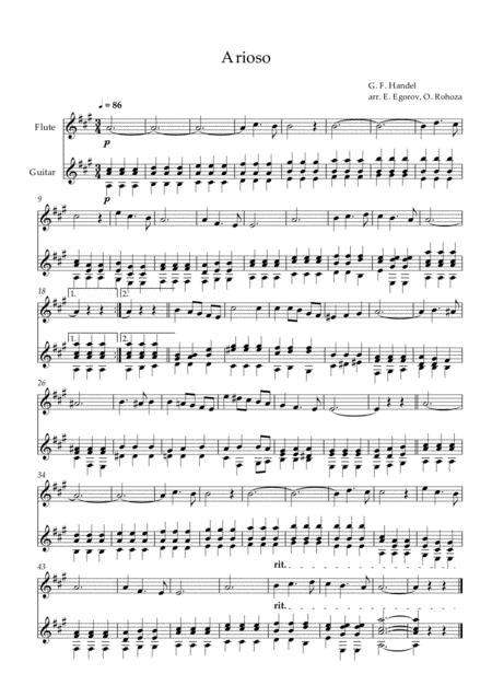 Arioso George Frideric Handel For Flute Guitar Sheet Music