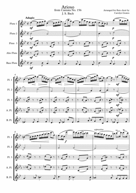 Arioso Js Bach For Flute Choir Sheet Music