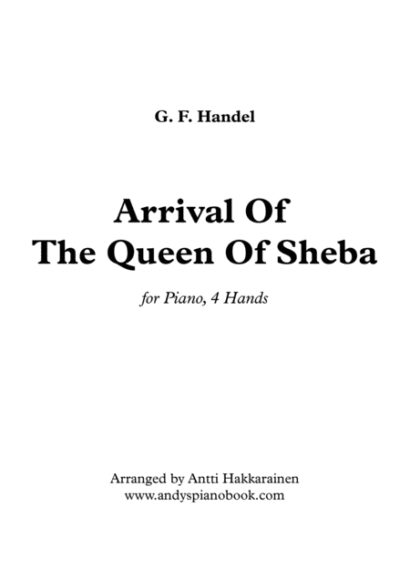 Arrival Of The Queen Of Sheba Piano 4 Hands Sheet Music