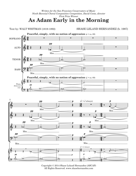 As Adam Early In The Morning Sheet Music