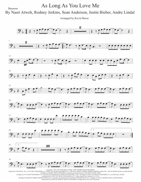 As Long As You Love Me Bassoon Sheet Music