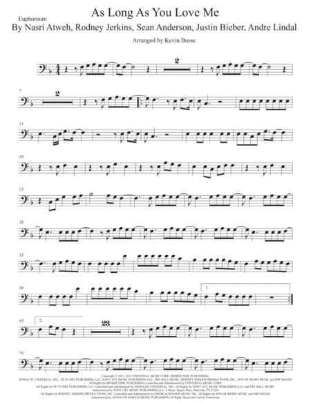 As Long As You Love Me Euphonium Sheet Music