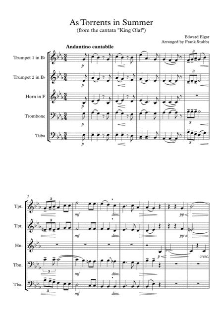 Free Sheet Music As Torrents In Summer From King Olaf By Edward Elgar Arranged By Frank Stubbs