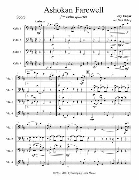 Free Sheet Music Ashokan Farewell Cello Quartet