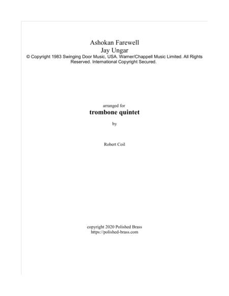 Ashokan Farewell Trombone Quintet Sheet Music