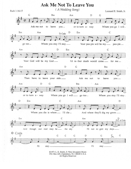 Free Sheet Music Ask Me Not To Leave You