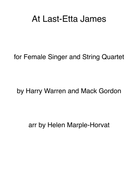 Free Sheet Music At Last For Female Singer With String Quartet