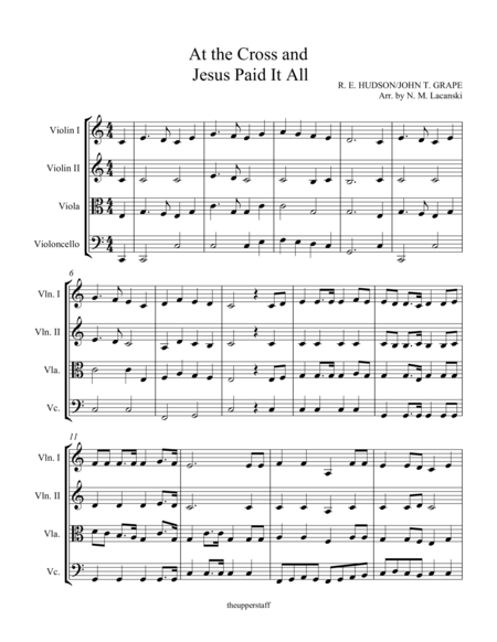 Free Sheet Music At The Cross And Jesus Paid It All