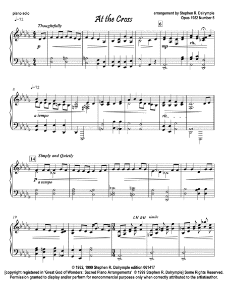 At The Cross Piano Solo Sheet Music