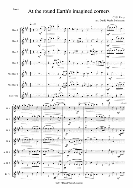 Free Sheet Music At The Round Earths Imagined Corners For Flute Septet