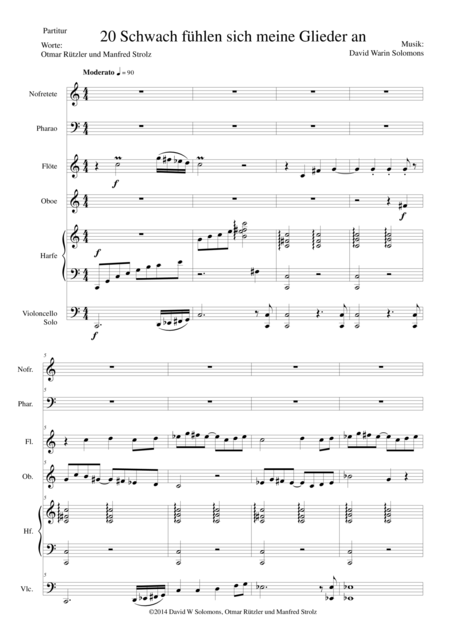 Aton Part 20 Schwach Fhlen Sich Meine Glieder An 2 Voices Harp Cello Oboe Flute Sheet Music